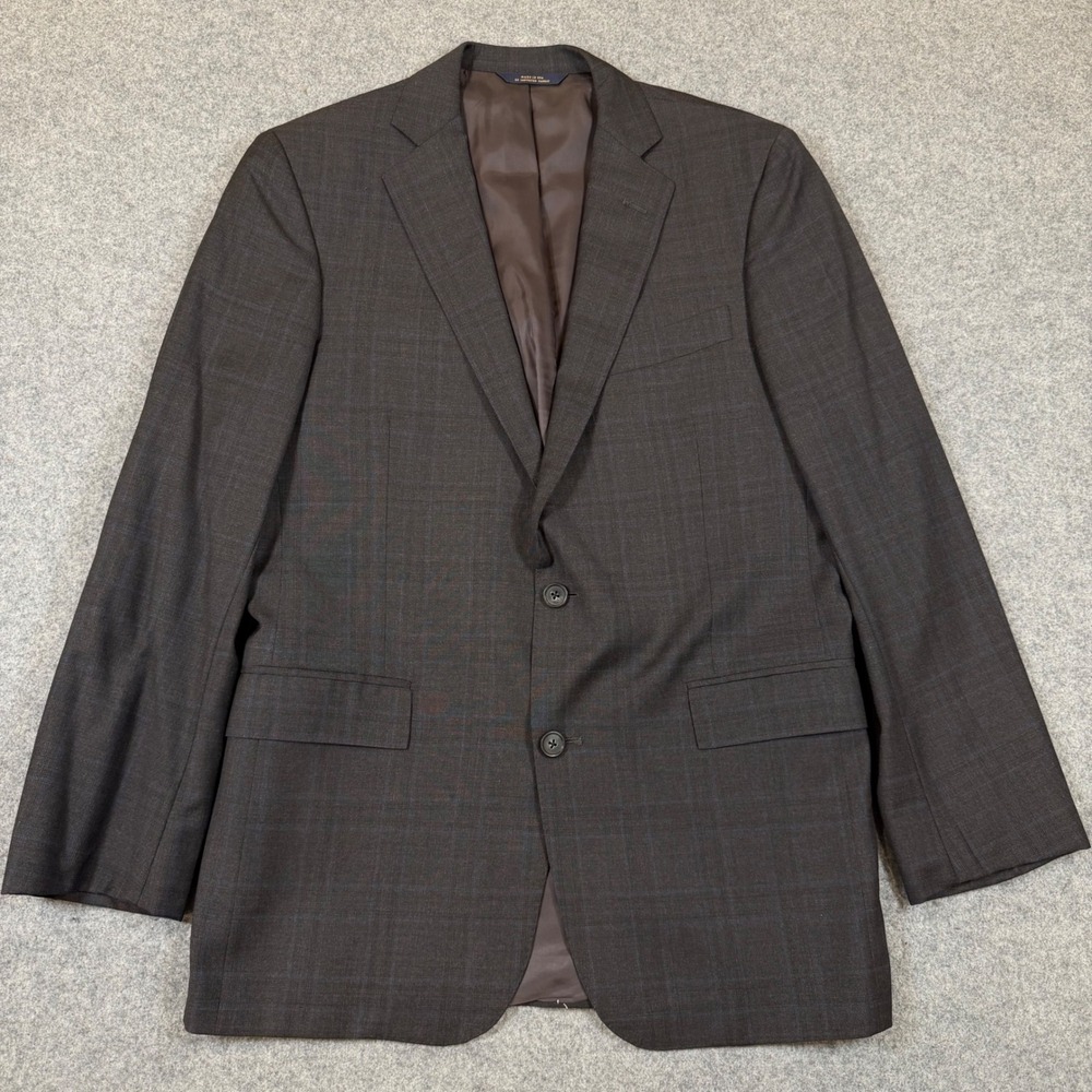 Brooks Brothers 1818 Regent Blazer 38R Drago Italian Wool Grey Blue Plaid USA